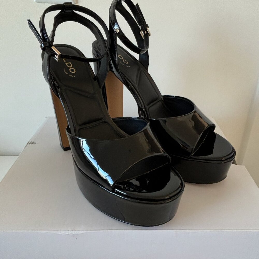 ALDO Pillow Walk Black Platform 5-Inch Heels - Picture 6 of 9